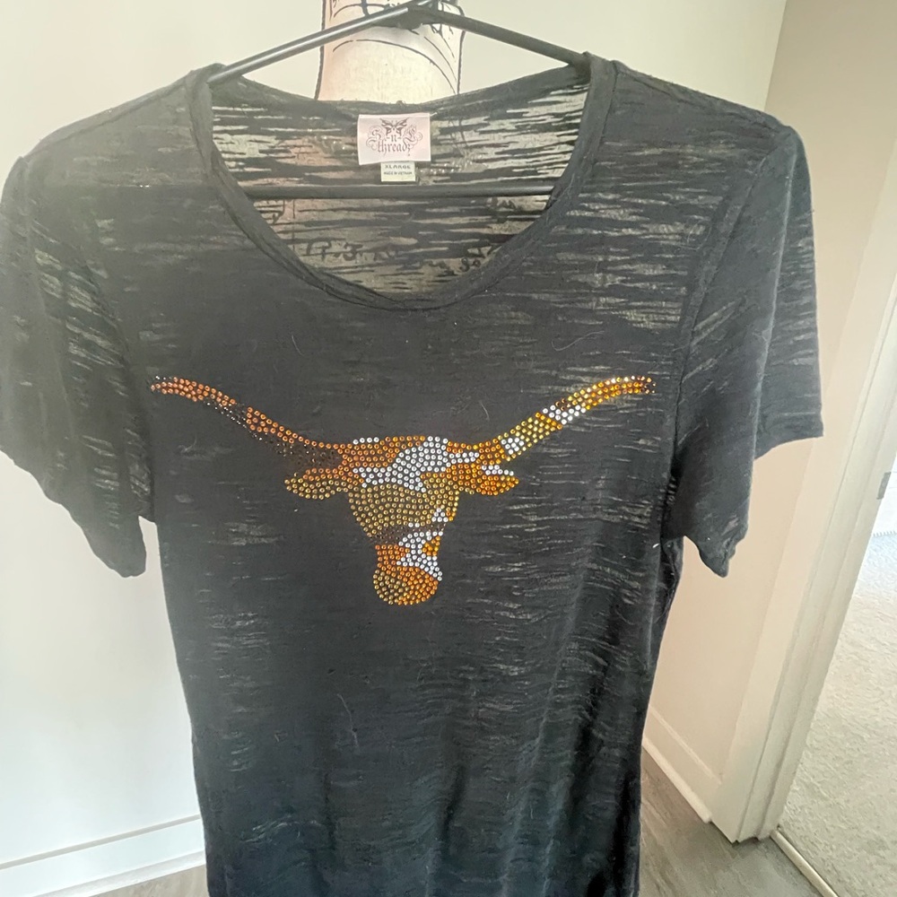 EUC Women's Black Texas Longhorn Graphic Top  XL